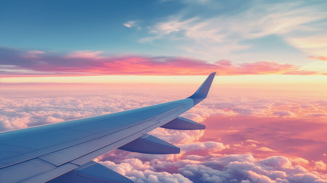 Airplane Wing Above the Clouds