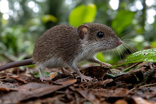 Southern short-tailed shrew in forest