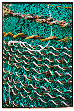 Colorful mesh netting used in fishing industry