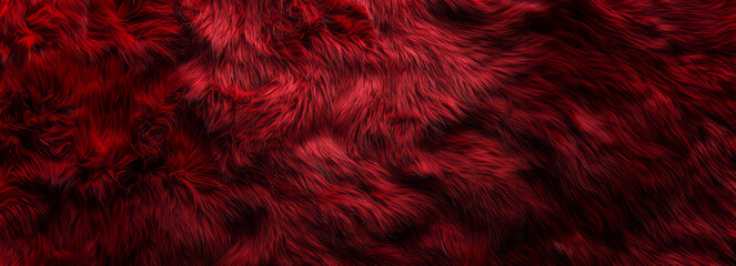 Fototapeta premium Velvet Midnight: Luxurious Top-Down View of Deep Red Fur Texture in Moody Lighting, Sleek & Glossy Design for Unique Creative Projects