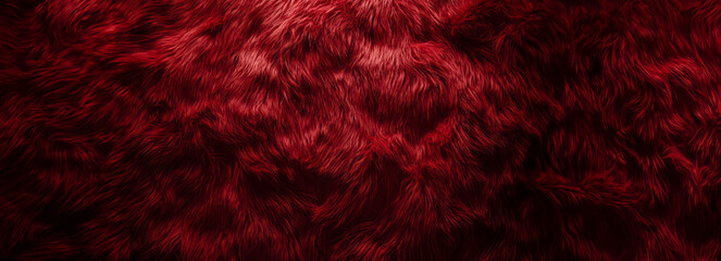 Velvet Darkness: Aerial Photography showcasing the Luxurious Red Fur Texture in Subtle & Glossy Dim Lighting