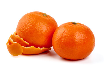Fresh tangerines, isolated on white background.