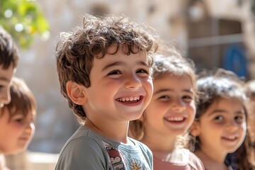 Group of beautiful young children from syria