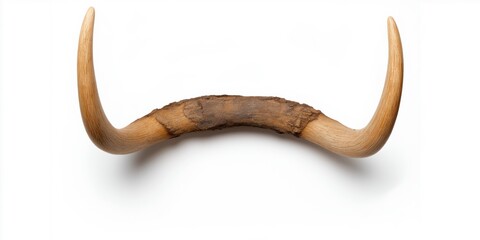 Obraz premium A large, curved horned object with a brownish tinge. The horn is curved and has a rough texture