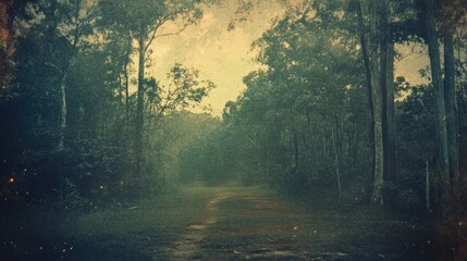Serene Forest Path: A Misty Morning Walk Through Lush Greenery