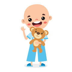 Obraz premium CPositive Cartoon Kid With Leukemia