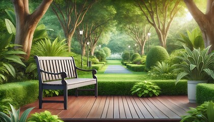 Obraz premium bench in the garden