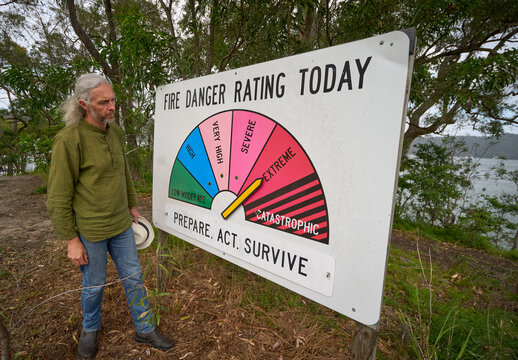 Extreme Fire Danger alert billboard, rural Australia