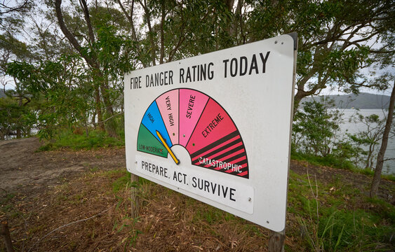 High Fire Danger alert sign, Australian bush
