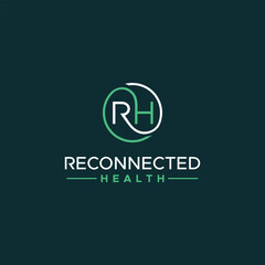 Initial Letter RH Logo With circle Template Vector.