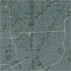 Map of Warren in Michigan in a smooth dark style. Contains layered vector with roads water, parks, etc.