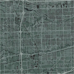 Map of Westland in Michigan in a smooth dark style. Contains layered vector with roads water, parks, etc.