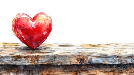 Red heart artwork symbolizing love on rustic wood background artistic design emotional focus