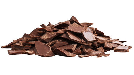 chocolate pieces isolated on white