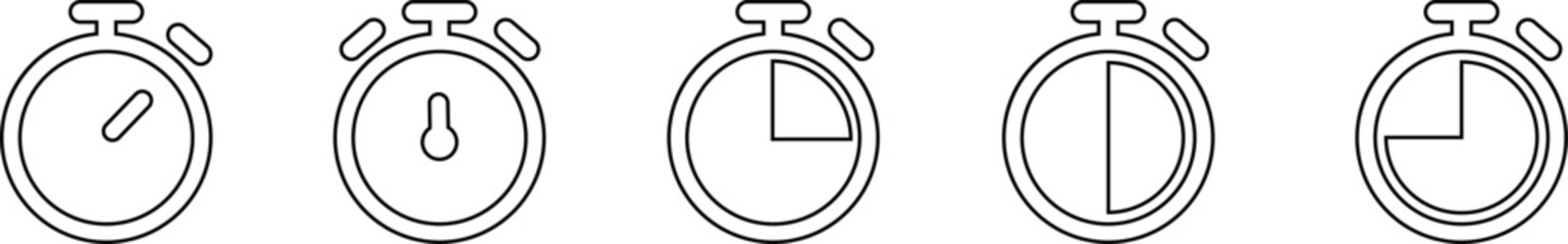 Clock with arrow circle Time icon line set symbol isolated on transparent background. vector for apps or web Alarm clock Watch countdown Stopwatch sign. Hours, minutes and seconds concept