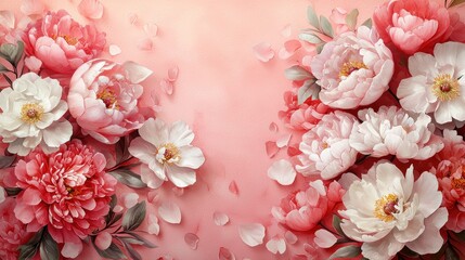 Vibrant floral arrangement garden digital art serene background close-up nature's beauty