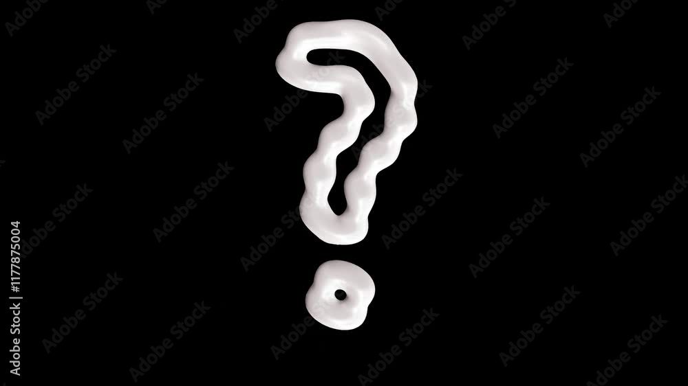 Poster animation of white question mark symbol jumping against black background for ask, problem solution c