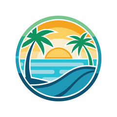 Minimalist Beach Logo Design Perfect for Coastal Branding, Summer, Vacation, Travel, and Ocean-Themed Businesses