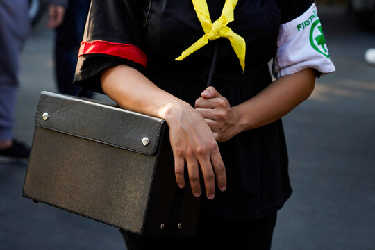 Woman carrying first aid bag