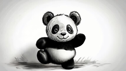 Cute Cartoon Panda Teddy Bear Toy for Babies Isolated Fun Illustration - Powered by Adobe