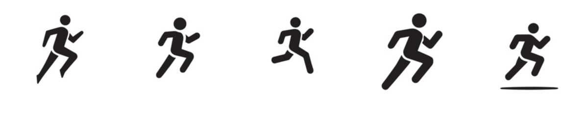 Collection of vector icons of a person running