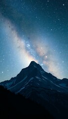 Starry Night Over Majestic Mountain Peaks