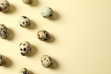 Quail eggs on a light background