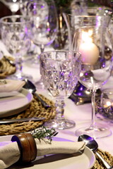 detail of table decoration for Christmas dinner