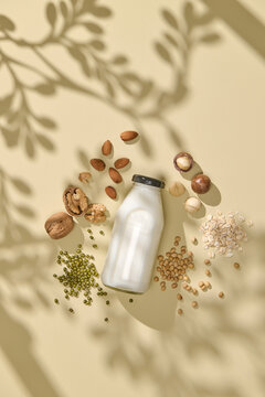 Vegan Milk Bottle with Various Nuts and Seeds