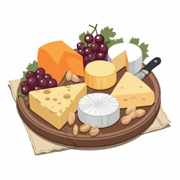 cheese platter with grapes and nuts clip art preview