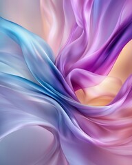 Obraz premium Abstract Swirling Pastel Fabrics Purple Blue and Peach Silk Texture Background