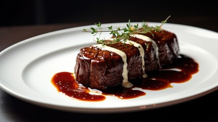 Delicious Home-Cooked Dinner: Appetizing Beef and Chicken Dish on Fresh Plate