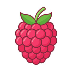 Colorful icon of a raspberry with leaves, symbolizing sweetness and health