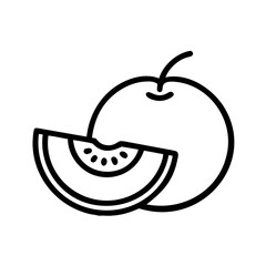 Obraz premium Minimalistic icon of cantaloupe with a whole fruit and a slice