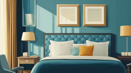 Do Not Disturb Sign. Hotel Door Hanger Tags. Messages please do not disturb. Design in trendy blue colors. Flat vector illustration