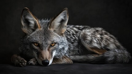 Obraz premium Majestic Coyote Portrait: A Study in Gray and Amber