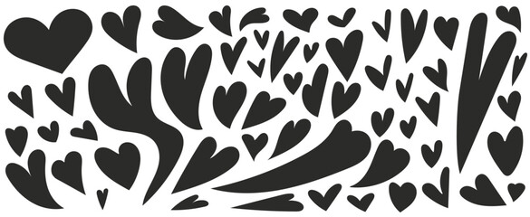 set of doodle drawing hearts in vector isolated
