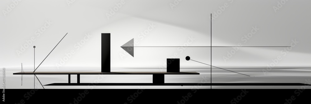 Poster exploring light and shadow an abstract composition of shades in black with lines and shapes