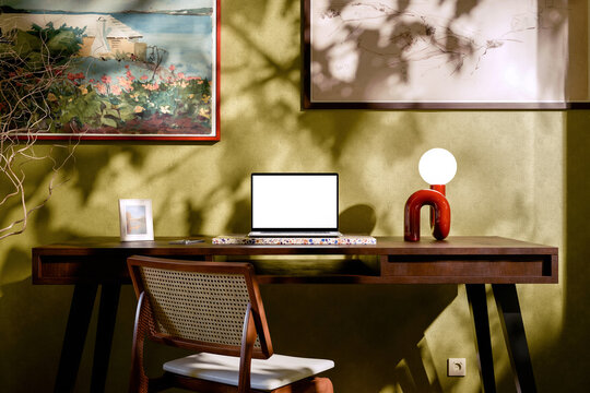 Modern Home Office- Laptop Mockup