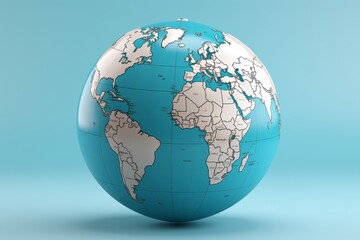 Fototapeta premium Minimalist globe illustration in blue shades highlighting geography and global exploration