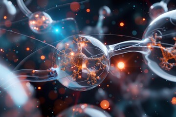 Digital illustration of cell division in biotechnology