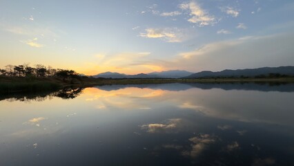 sunset over the lake