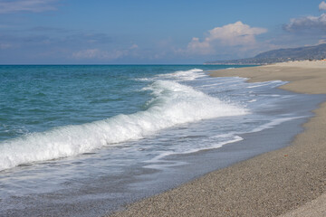 Thyrrenian sea sand beach, Spadafora, Italy
