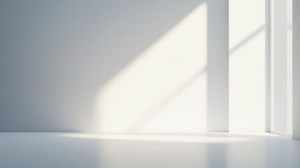 Fototapeta premium Sunlight streams through a window into a minimalist white room.