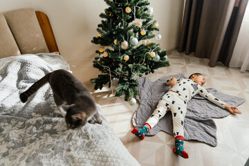 An Asian-looking child at home
