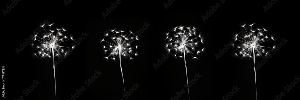 Poster elegant minimalist fireworks display against a dark background for a stunning visual experience