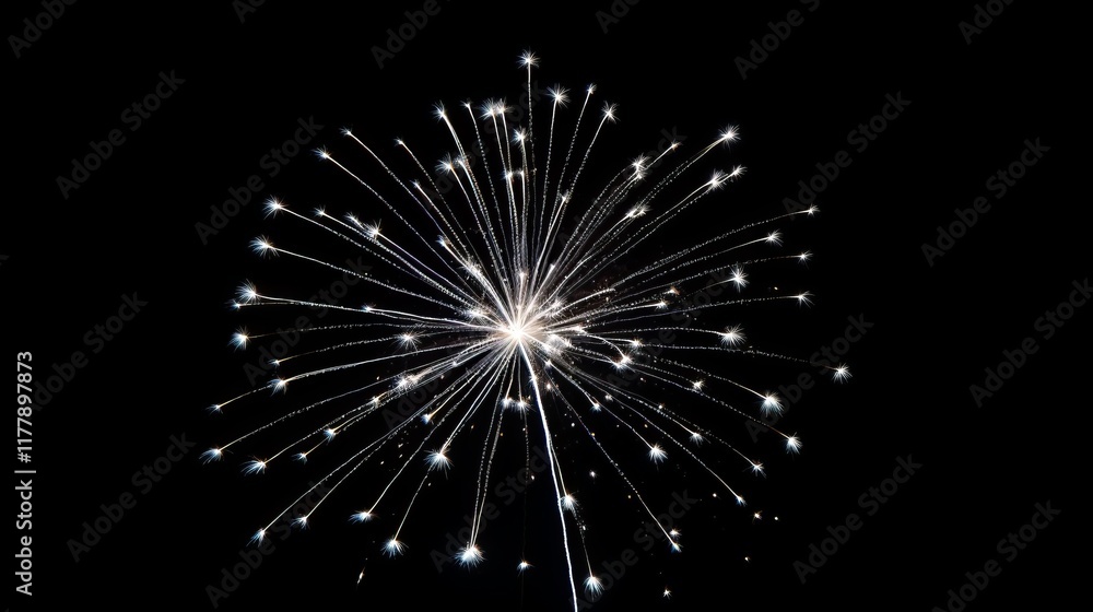 Poster elegant minimalist fireworks display on dark background with room for text insertion