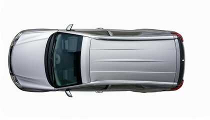 silver suv car top view isolated on white background