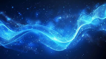 Naklejka premium Wave background with elegant blue neon wave effect. Premium design for wallpaper, banner, poster.