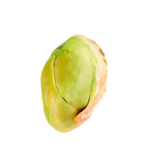 One peeled pistachio nut isolated on white